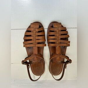 K JAQUES Tan leather fisherman sandal